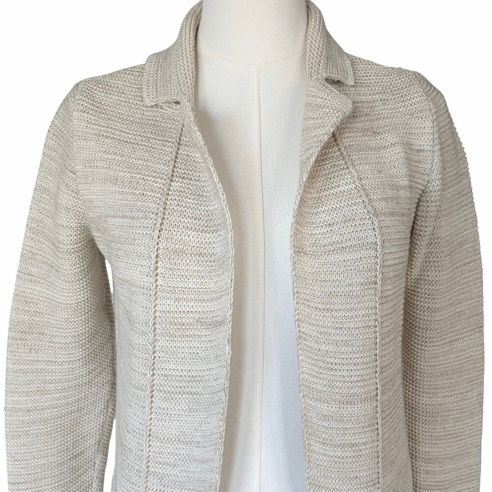 Natural Style Long Cardigan Coastal Grandma Linen Cottagecore Neutral Size XS - Picture 4 of 10